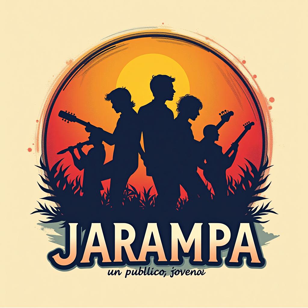  design a logo, jarampa. utilizar contraste de colores. grupo musical dirigido a un público joven.