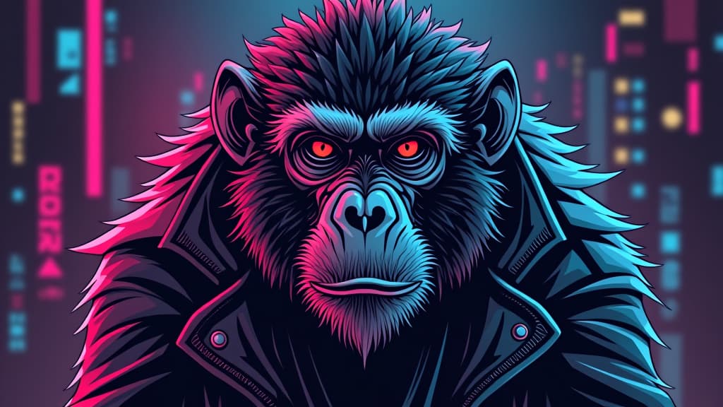  smart monkey cyberpunk style wallpaper