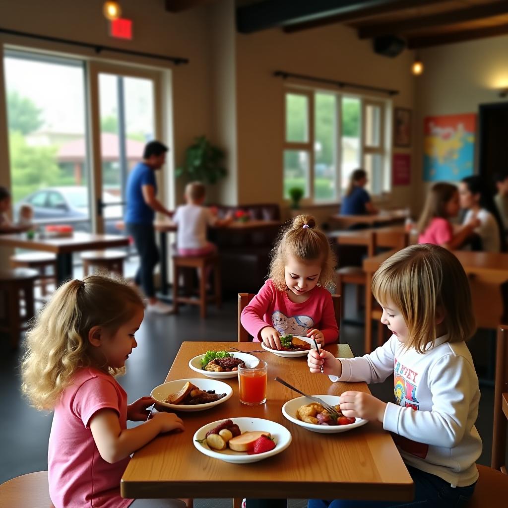  family day at the loko moko café, children are playing, and parents are enjoying their relaxation and delicious dishes.