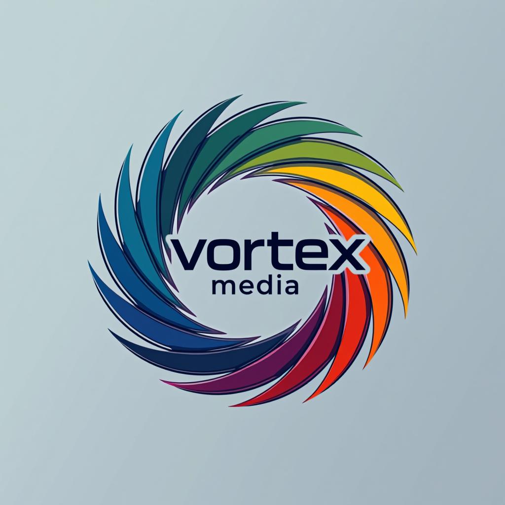  design a logo, design an abstract logo for ‘vortex media’ featuring a vortex shape, symbolizing dynamic energy and creative flow.