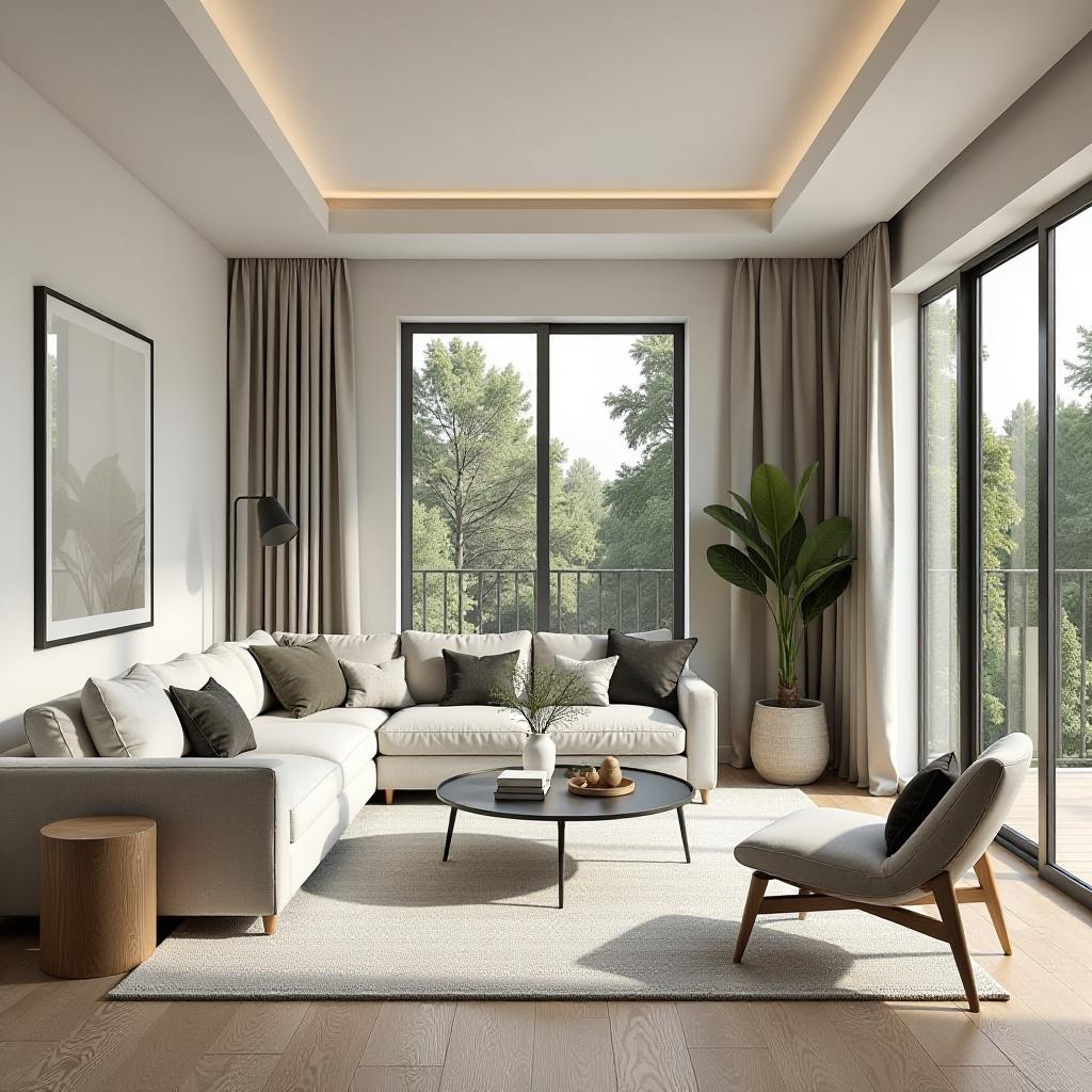  .create a photorealistic rendering of a modern interior living room