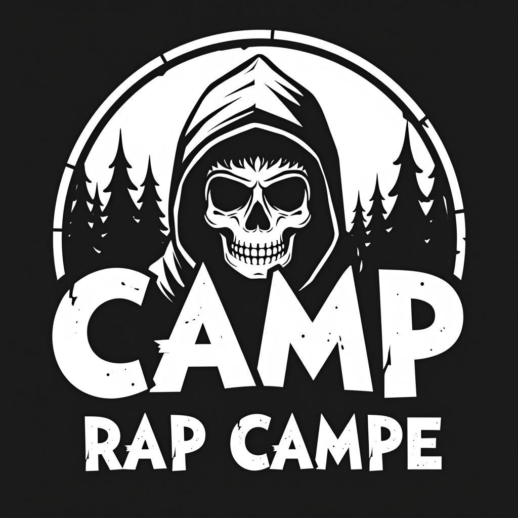  rap camp cz , (logo:1.15), black and white, hq, hightly detailed, 4k