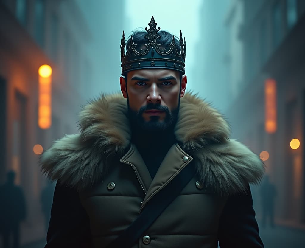  this is a movie poster called ['king kyle']. he is the best screenwriter. hyperrealistic, full body, detailed clothing, highly detailed, cinematic lighting, stunningly beautiful, intricate, sharp focus, f/1. 8, 85mm, (centered image composition), (professionally color graded), ((bright soft diffused light)), volumetric fog, trending on instagram, trending on tumblr, HDR 4K, 8K