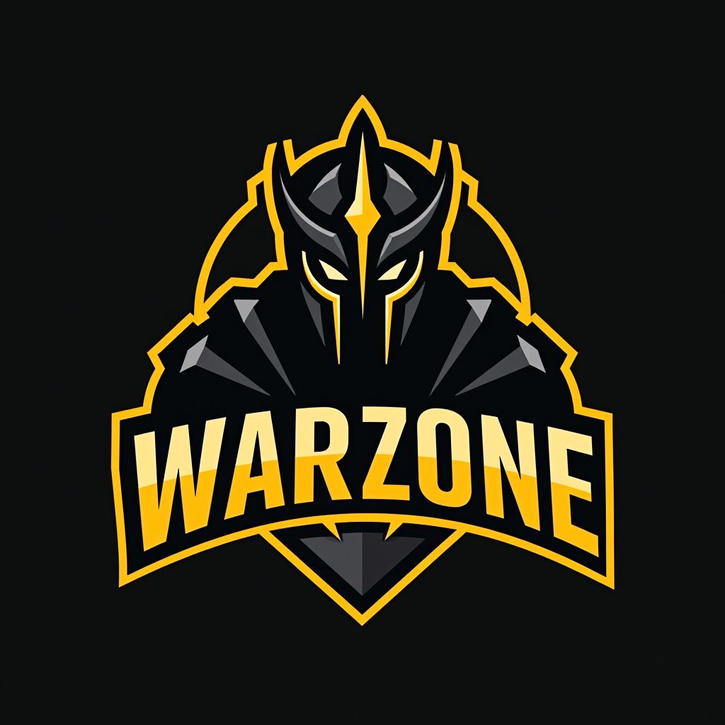  design a logo, esports logo, warrior theme, with text ‘warzone’, black and yellow color