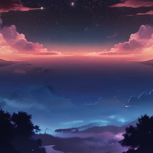 anime night sky with moon