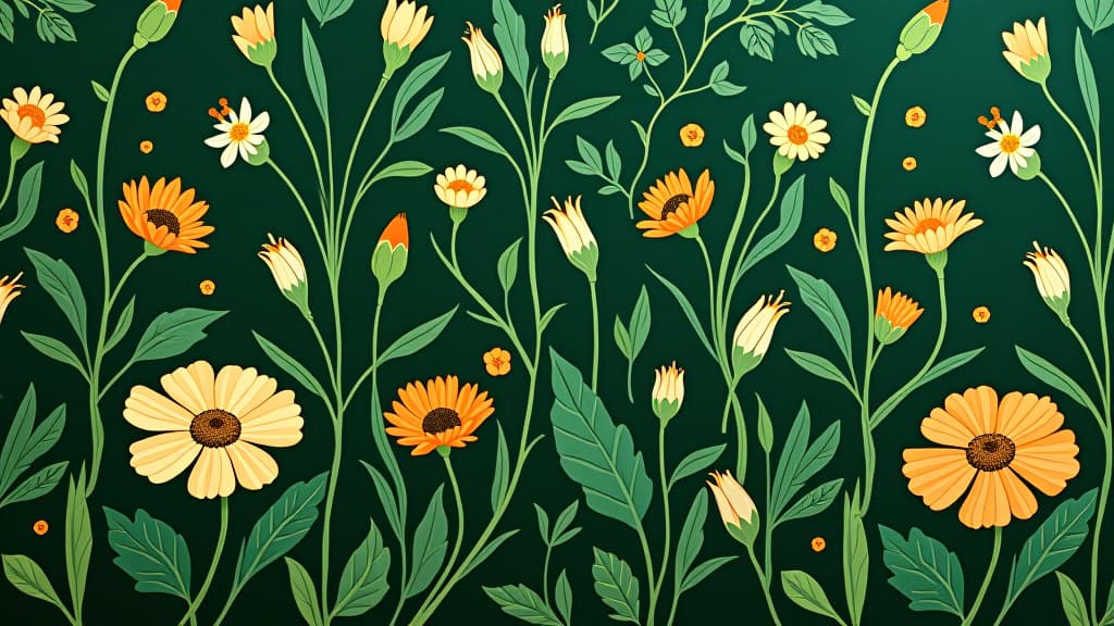  deep green floral pattern in the style of art nouveau 1900s, beautiful flowers and plants