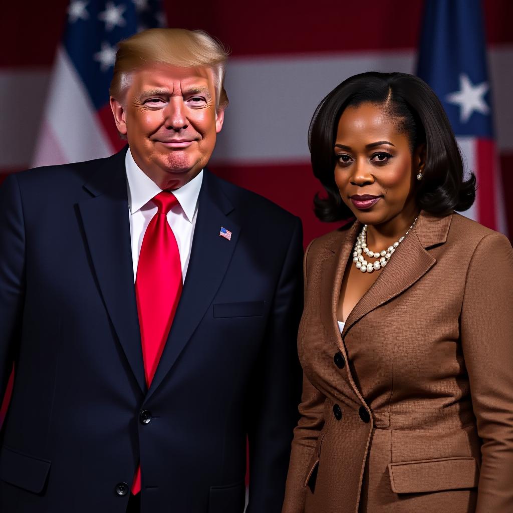  donald trump as a winner in front of kamala harris