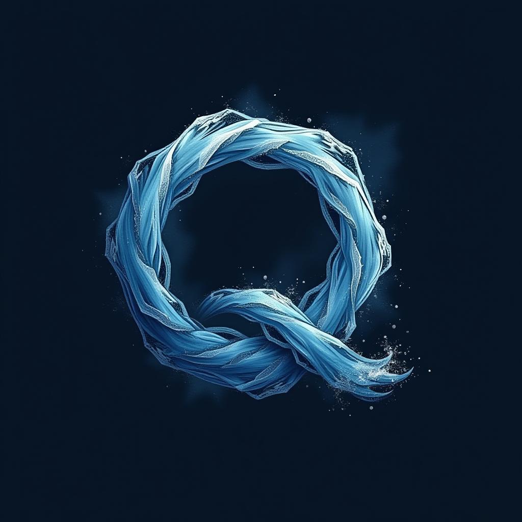  design a logo, abstract style letter q from rushing water