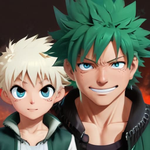 Uma imagem do bakugou com o midoriya