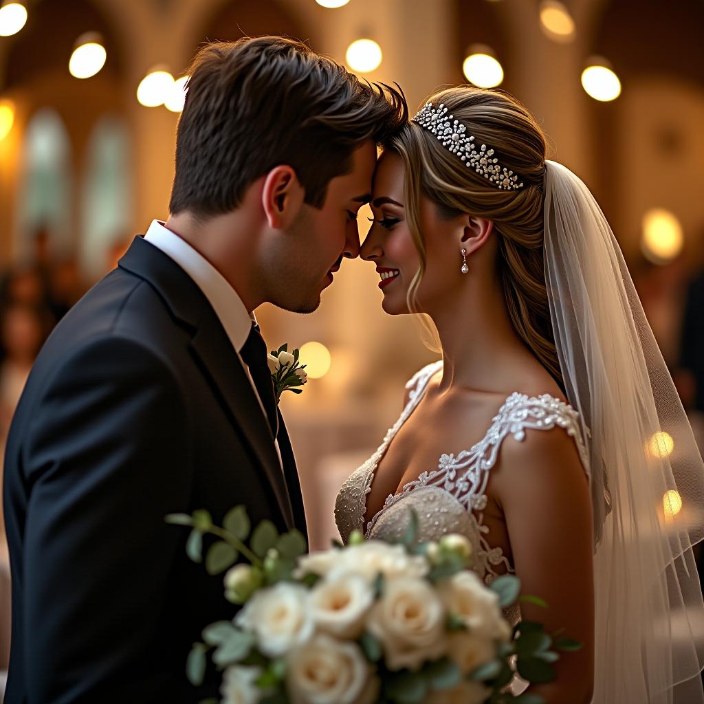  the girl and the guy on their wedding day.