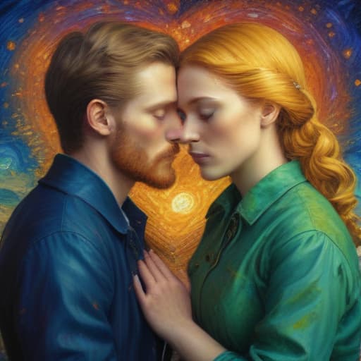 Twin flame love in Van Gogh style