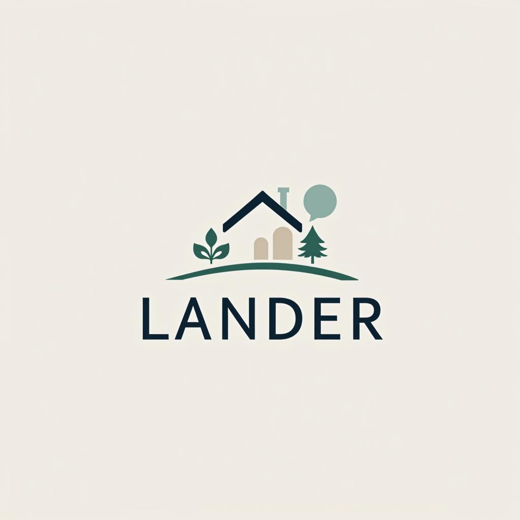  design a logo, minimal line logo in the theme of real estate, with the text ‘lander’