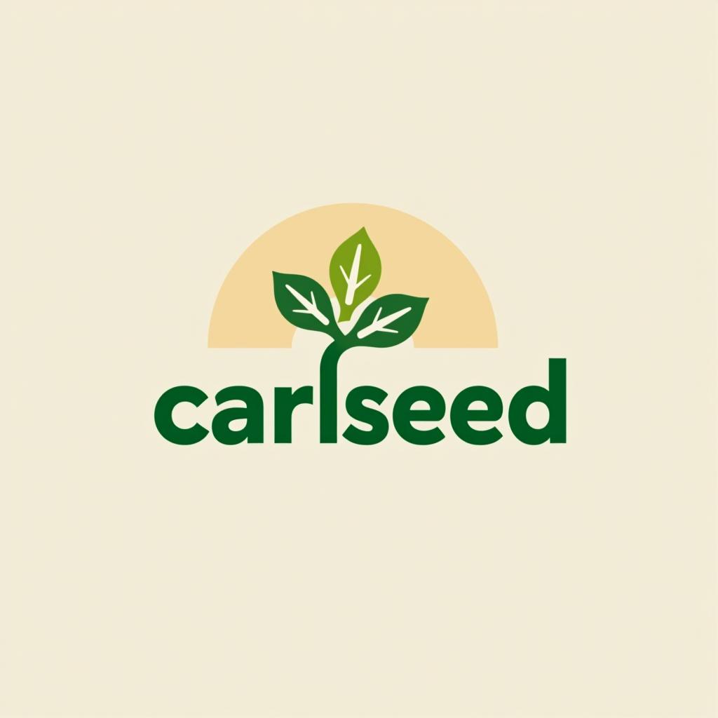  design a logo, in a minimalism style. logotipo de nombre “carlseed” con una planta de maíz. con eslogan “ por amor al campo” en colores verdes y naranjas , with the text 'carlseed'.