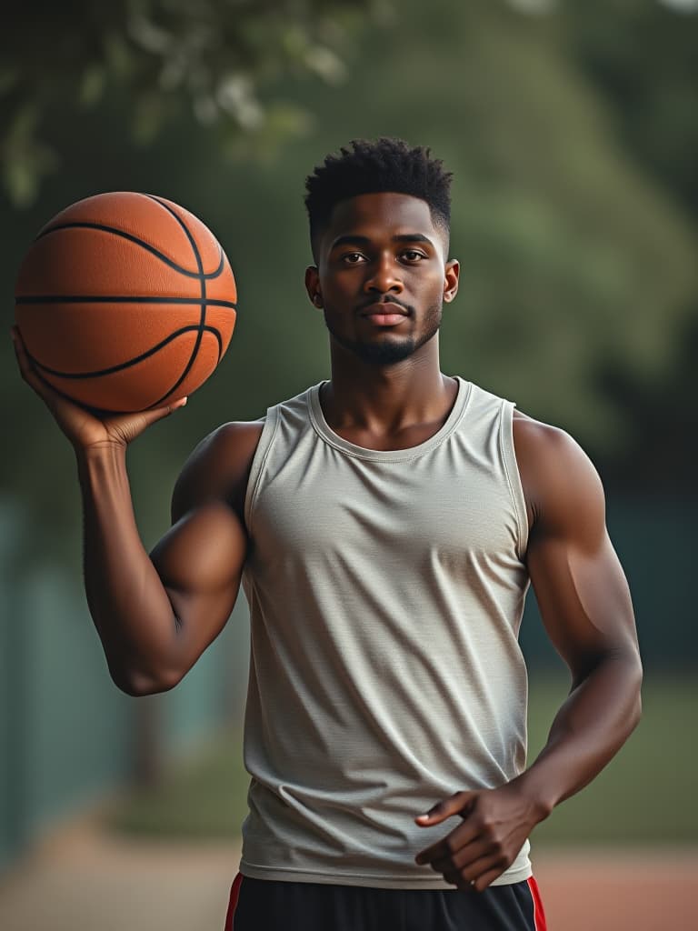  a man holding a basketball