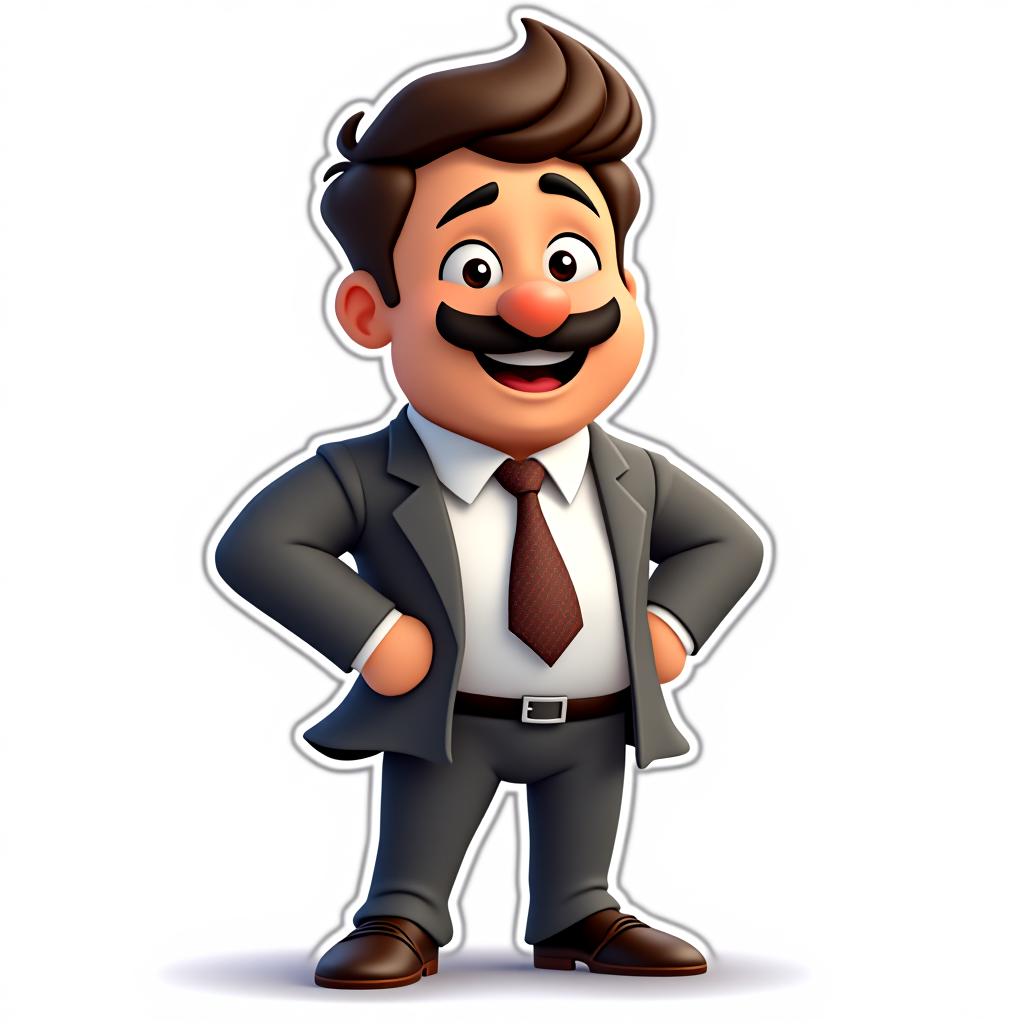  a professional cartoon character of a a business man, full body shot, mascot, (white solid background:1.2), clean background, (4k, best quality, masterpiece:1.2), ultrahigh res, highly detailed, sharp focus, (perfect image composition), (centered image composition), <lora:stickersredmond:1>, inspired by disney