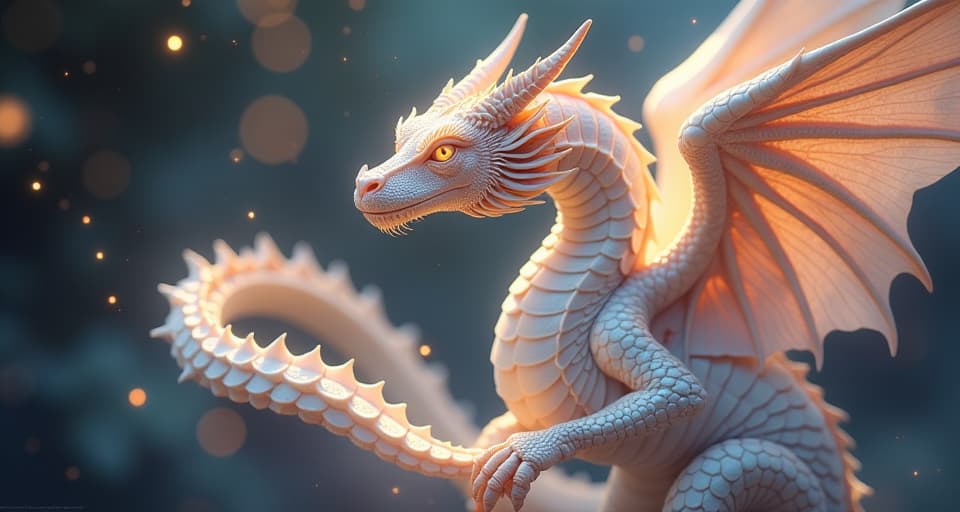  close up of a luminescent celestial dragon coiled around an ethereal angel. bright, glowing scales, serene expression, captivating light.. the style is digital art illustration,highly detailed, whimsical,magical, dreamlike atmosphere, realism and fantasy blend, smooth, glossy textures,luminous quality, wonder and enchantment.