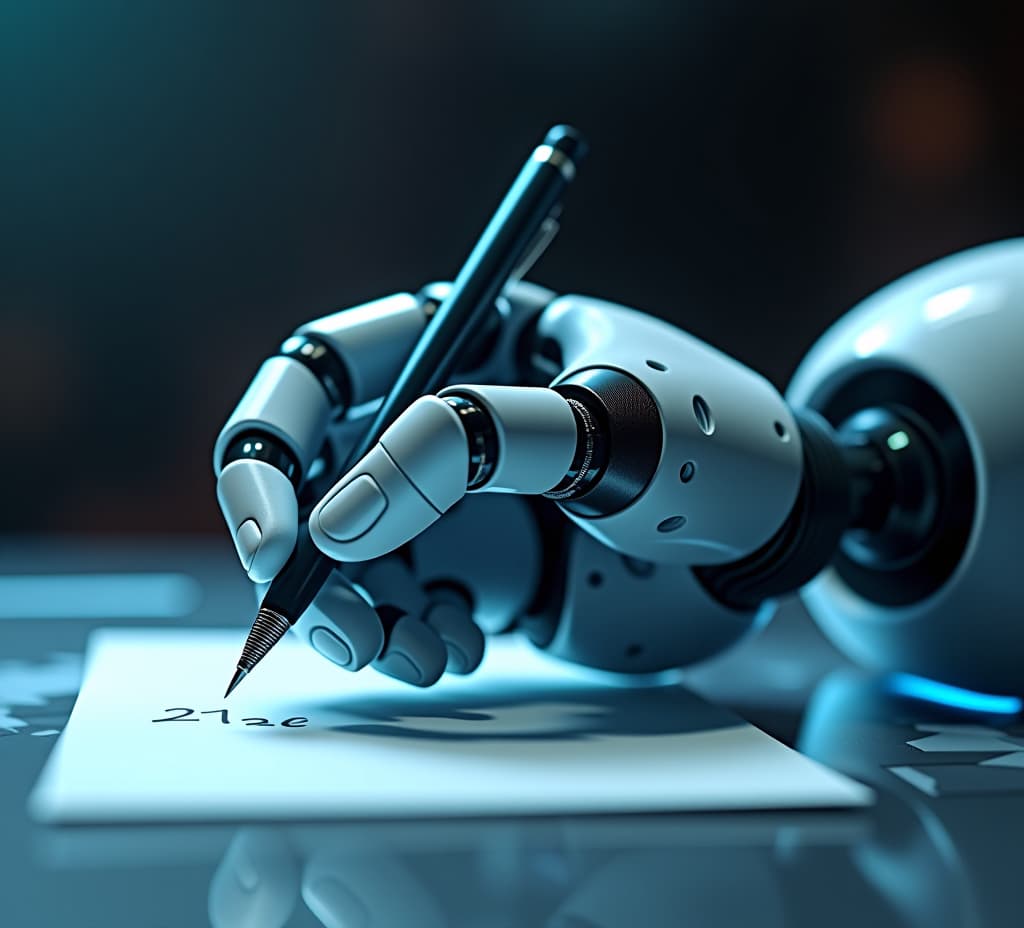  advanced ai robotic hand equipped for precision writing with pen: a technological marvel ready to perform complex tasks