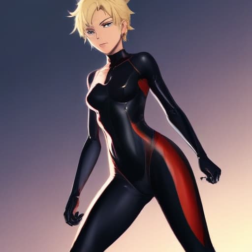 skinny and hot hero anime in a tight suit, with rather tiny s