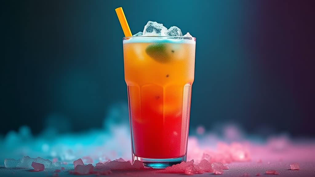  studio shot of a colorful crushed ice slushy drink