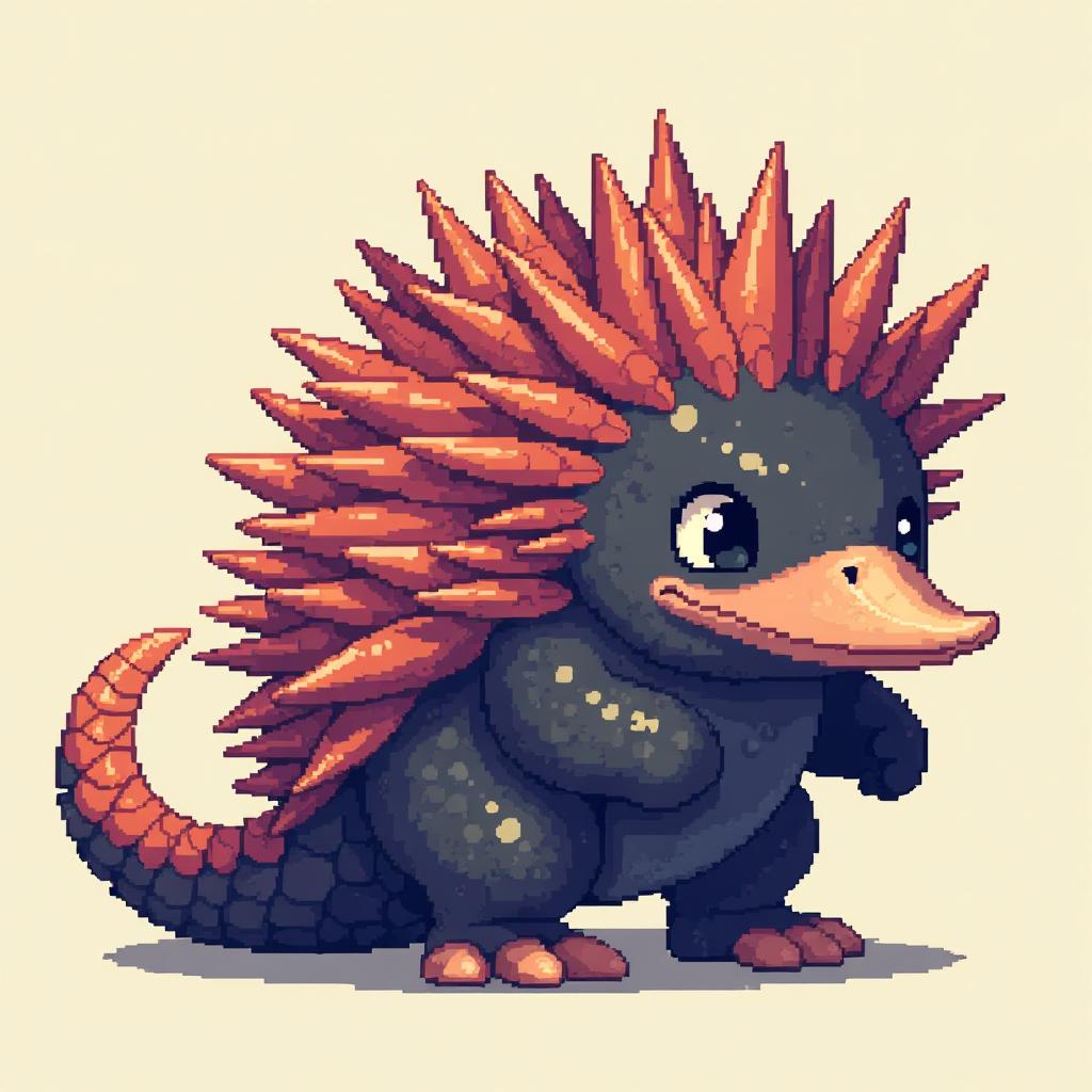  pixel art draw an echidna in geometric shapes . low res, blocky, pixel art style, 8 bit graphics