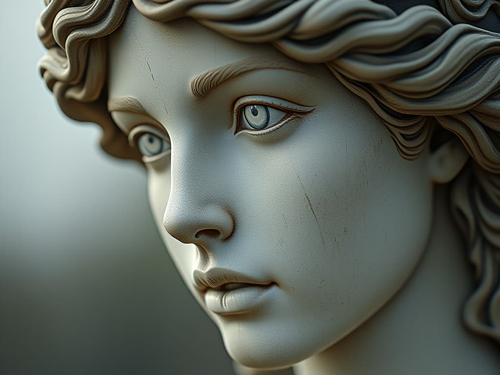  beautiful close up of a statue, serene expression