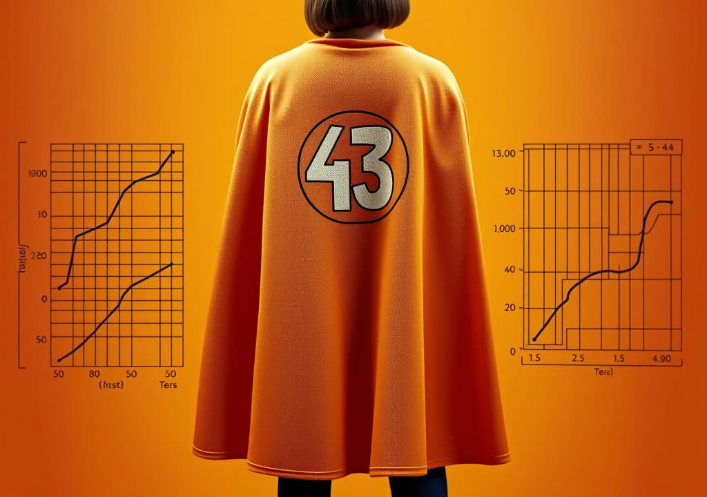  a superhero cape with numbers and graphs printed on it.