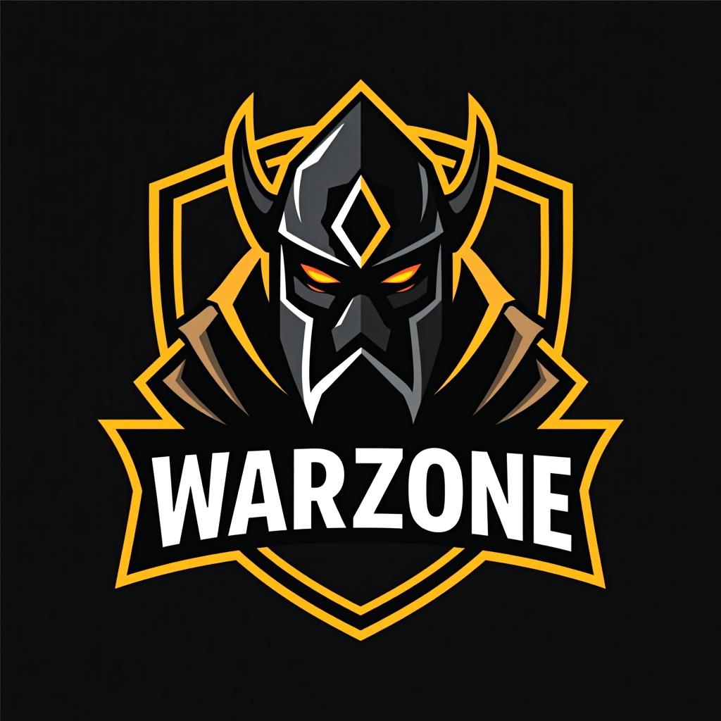  design a logo, esports logo, warrior theme, with text ‘warzone’, black and yellow color