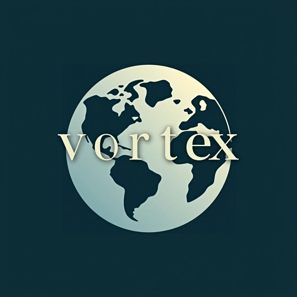  design a logo, earth logo, minimal modern style, with the text 'vortex media'.