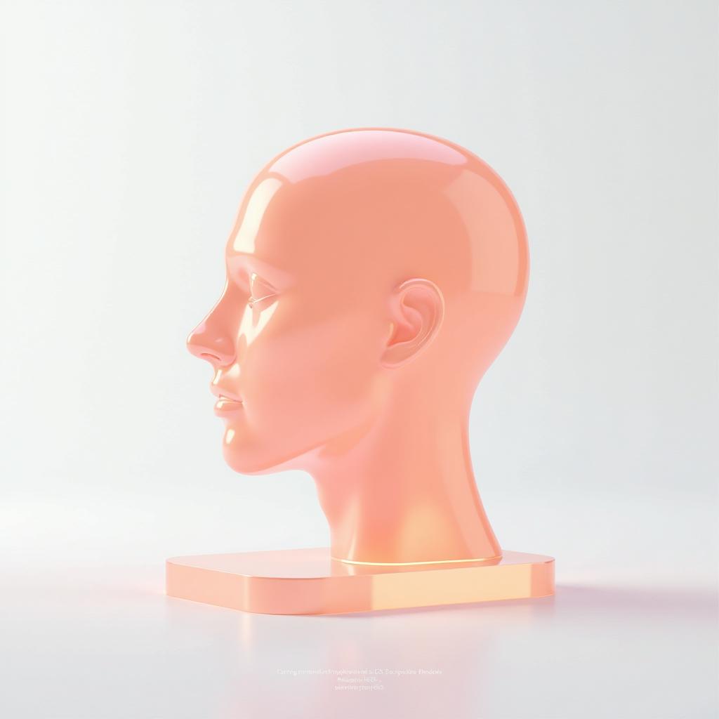  [psychol] icon, peach gradient, white background, frosted glass, transparent sense of science and technology, ultra minimalist appearance, bright color, studio lighting, peach and white background, industrial design, a wealth of details, ultra high definition, dribble, pinterest, ray tracing, isometric view, blender, c4d, oc renderer seed 3062166470 v 6.0 style raw, side view