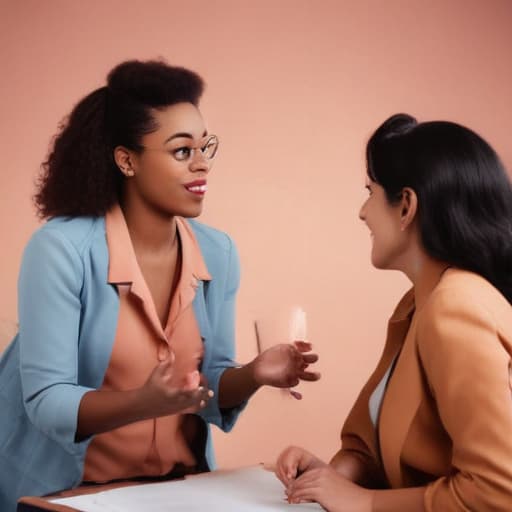 A picture of a Bess woman teaching other woman entrepreneurs in Cinematic style with Gradient background