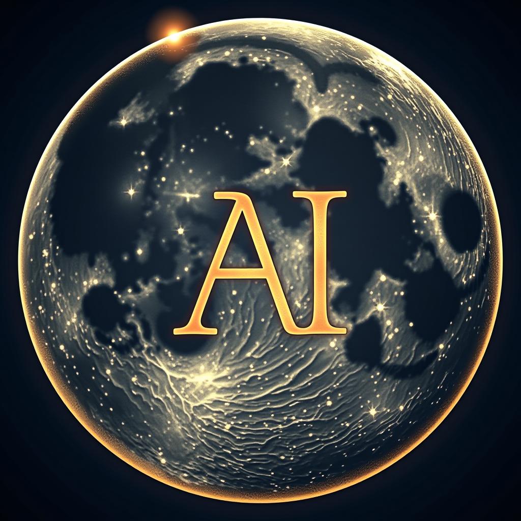  a logo with stellary ai written on moon