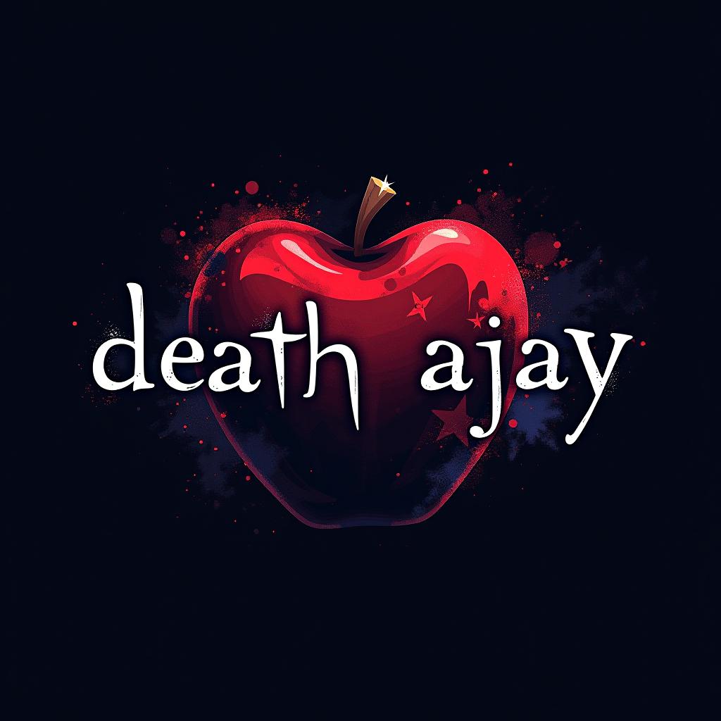  graffiti art style, design a logo using photoshop style effects. the logo should prominently feature the text 'pranav ajay' in a sleek, anime inspired font. incorporate elements and motifs from death note, such as the death note book or a stylized apple, ensuring the design is unique and original. the color scheme should be dark and dramatic, reflecting the intense and mysterious atmosphere of the anime.", dynamic, dramatic, vibrant colors, graffiti art style