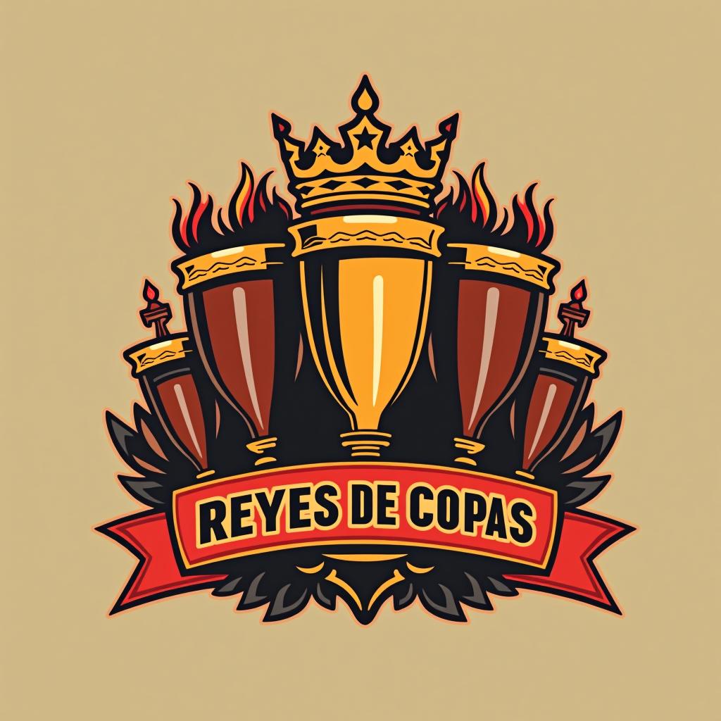  design a logo, un logo para un grupo de amigos que diga los reyes de copas con la baraja española