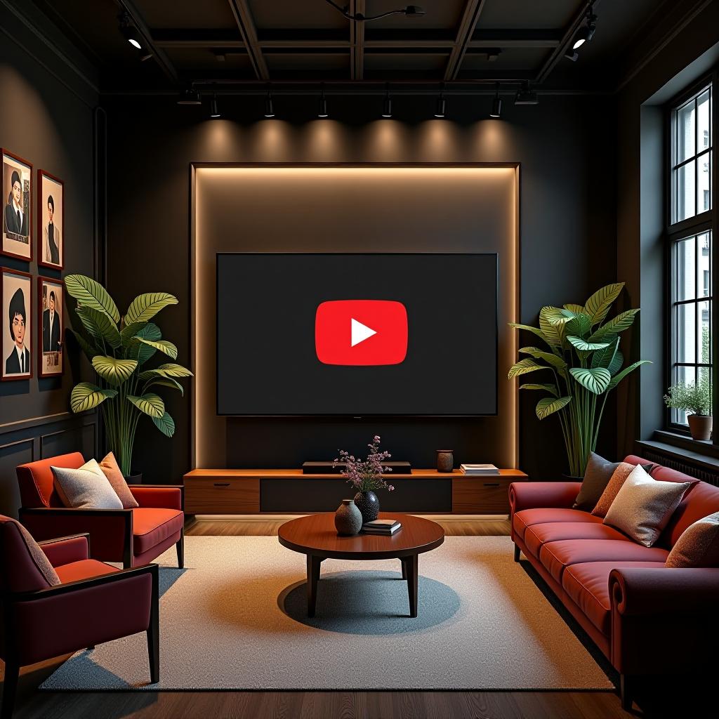  youtube format, in the photo a classic stylish studio design.