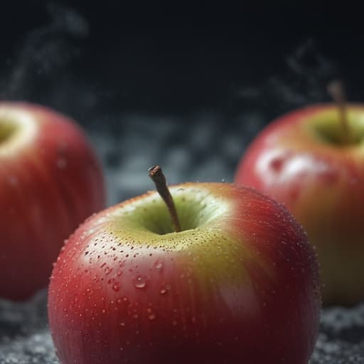 apple fruites hyperrealistic, full body, detailed clothing, highly detailed, cinematic lighting, stunningly beautiful, intricate, sharp focus, f/1. 8, 85mm, (centered image composition), (professionally color graded), ((bright soft diffused light)), volumetric fog, trending on instagram, trending on tumblr, HDR 4K, 8K