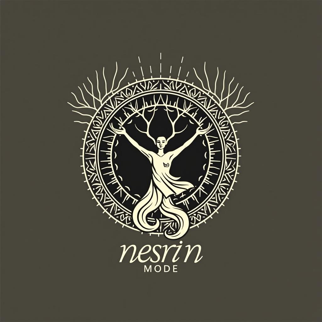  design a logo, in a surrealism style. erstelle mir ein logo für ein kleider laden neutral mit dem namen , with the text 'nesrin mode '.