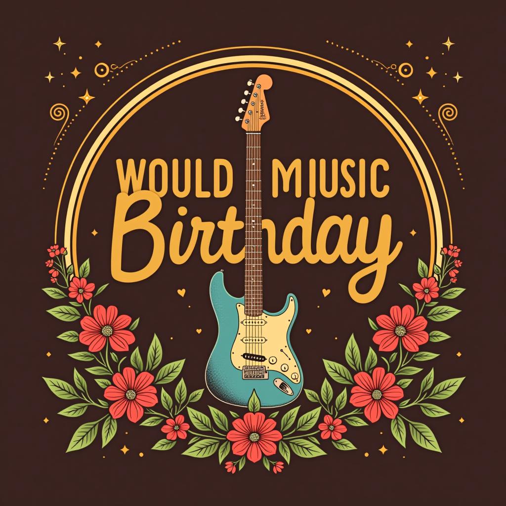  concert birthday would music garden festival brown colour, vintage style and simple to have chance to write the band names , (logo:1.15), hq, hightly detailed, 4k