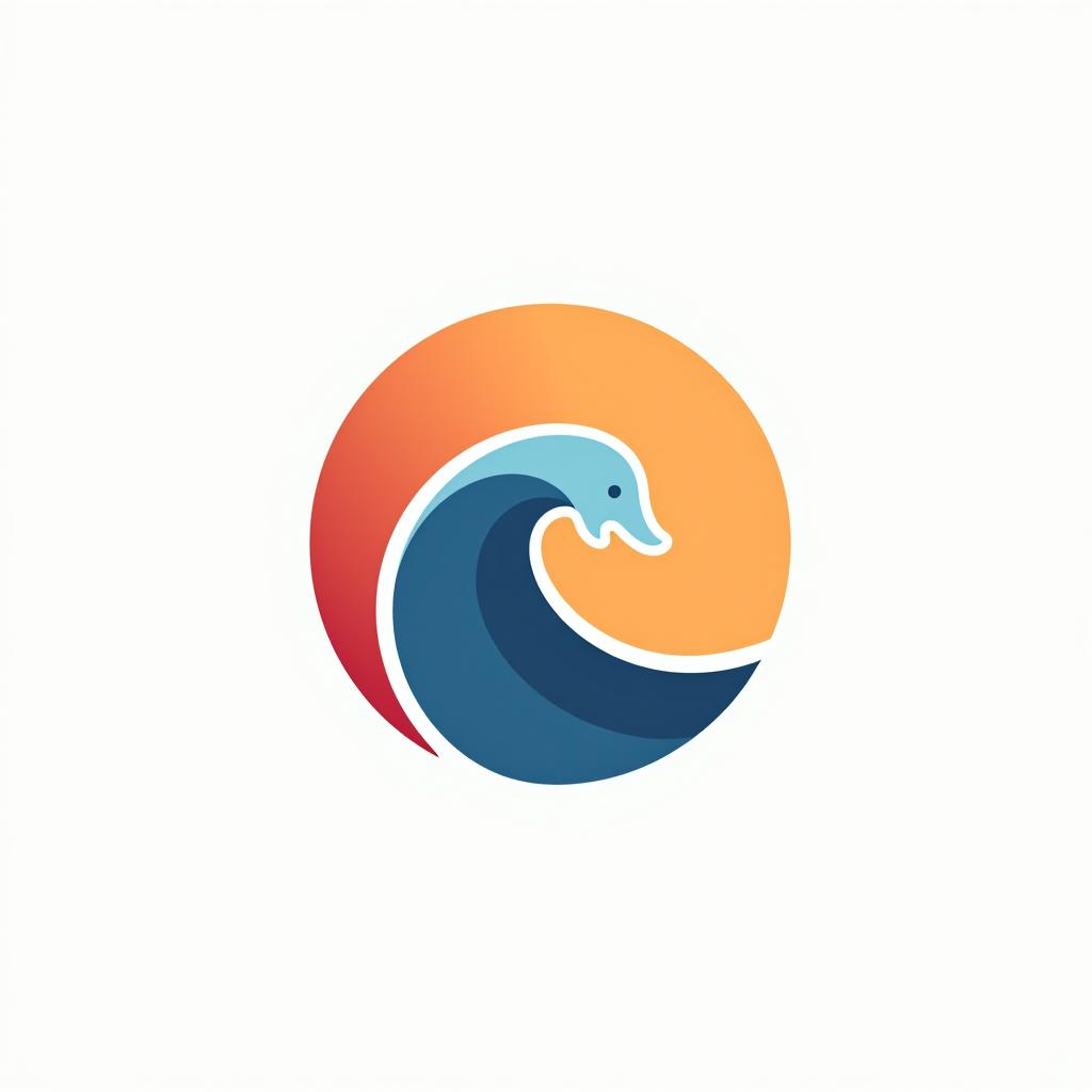  design a logo, logo with a wave, white background, logo style, flat