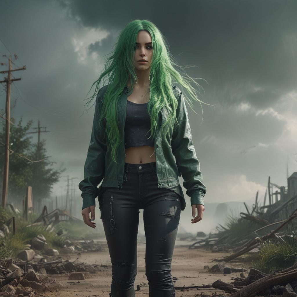 ((masterpiece)),(((best quality))), 8k, high detailed, ultra detailed, Terrible Tornado back turned with long sleeves and green hair in a dynamic angle:1.3, intricate details, back pose, dripping precum hyperrealistic, full body, detailed clothing, highly detailed, cinematic lighting, stunningly beautiful, intricate, sharp focus, f/1. 8, 85mm, (centered image composition), (professionally color graded), ((bright soft diffused light)), volumetric fog, trending on instagram, trending on tumblr, HDR 4K, 8K