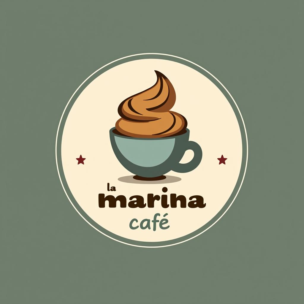  design a logo, una cafetería y bakery , with the text 'la marina café '.