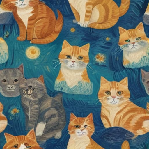 Cats in Van Gogh style