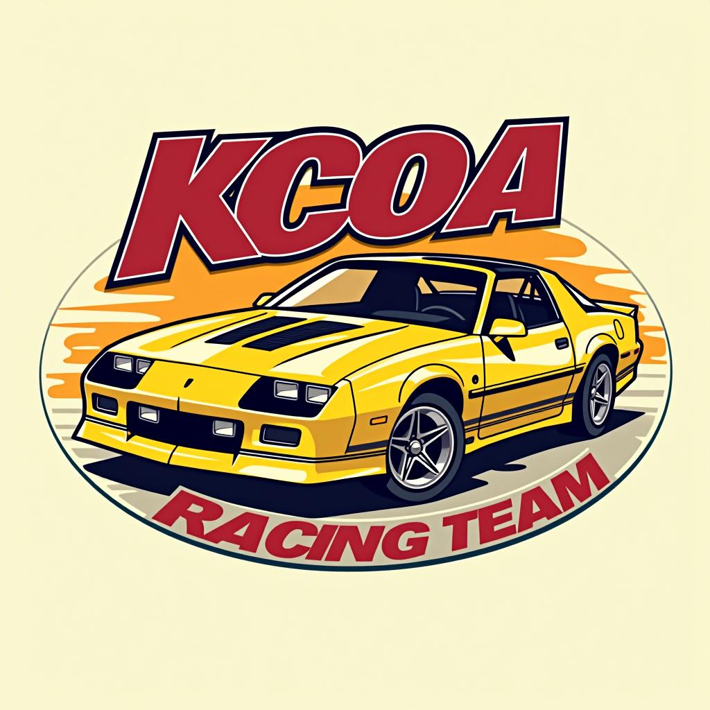  design a logo, kcoa racing team, use a 1984 yellow camaro