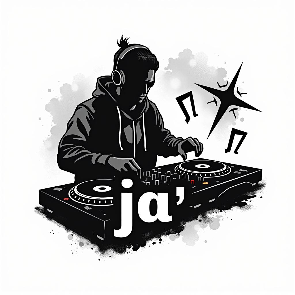  design a logo, logo pour affiche disc jockey , with the text 'ja'.