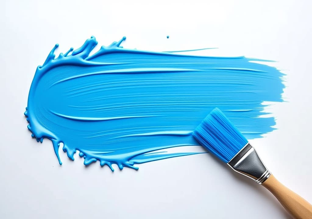  a blue plasticine brush on a white backdrop provides ample copy space image for designs