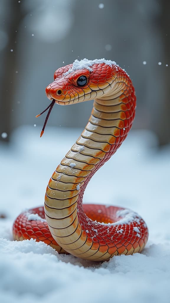  wooden snake, 2025, snow, new year ar 9:16 {prompt}, maximum details