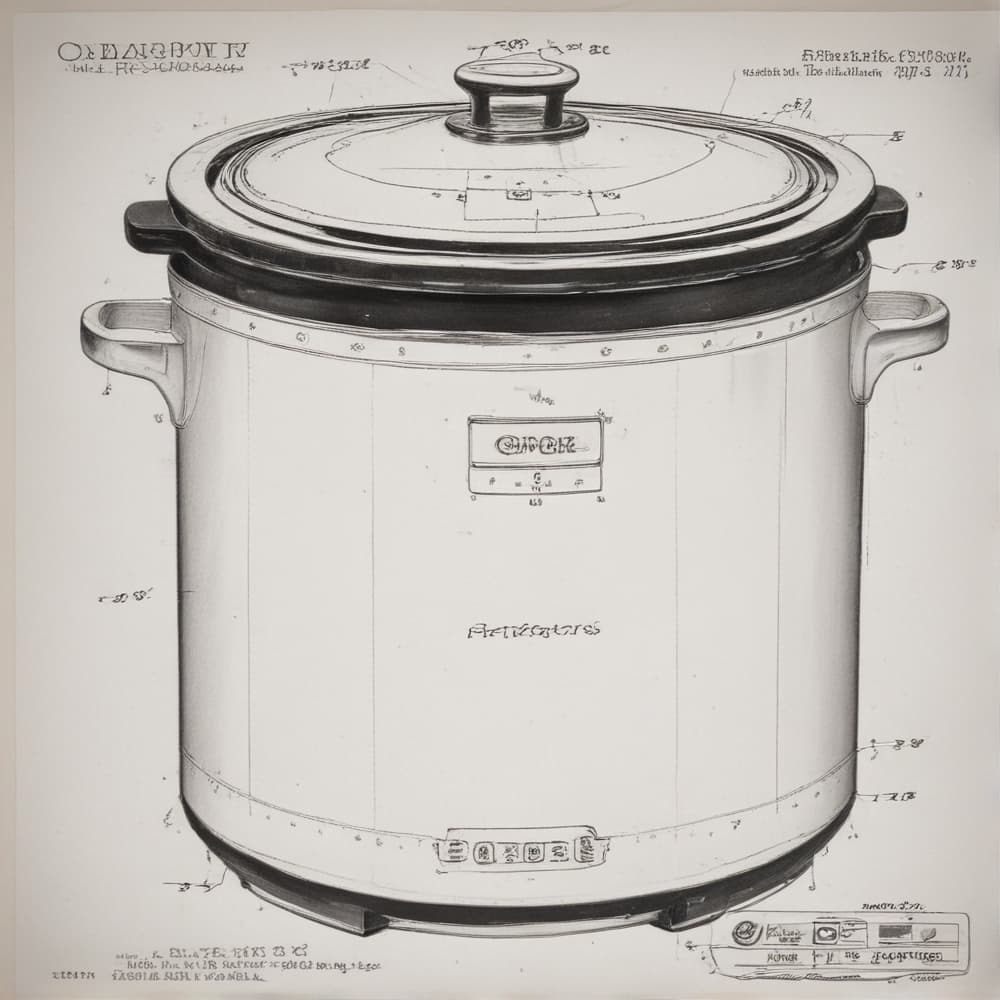 patent drawing style forCrock pot with built in refrigerator