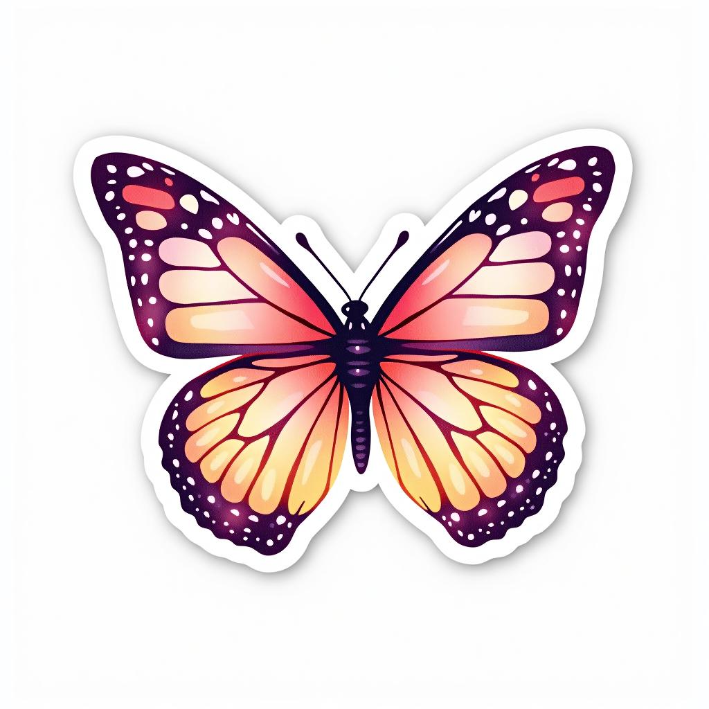  design a logo, custom sticker design on an isolated white background decorated by watercolor butterfly, with the text ‘love’