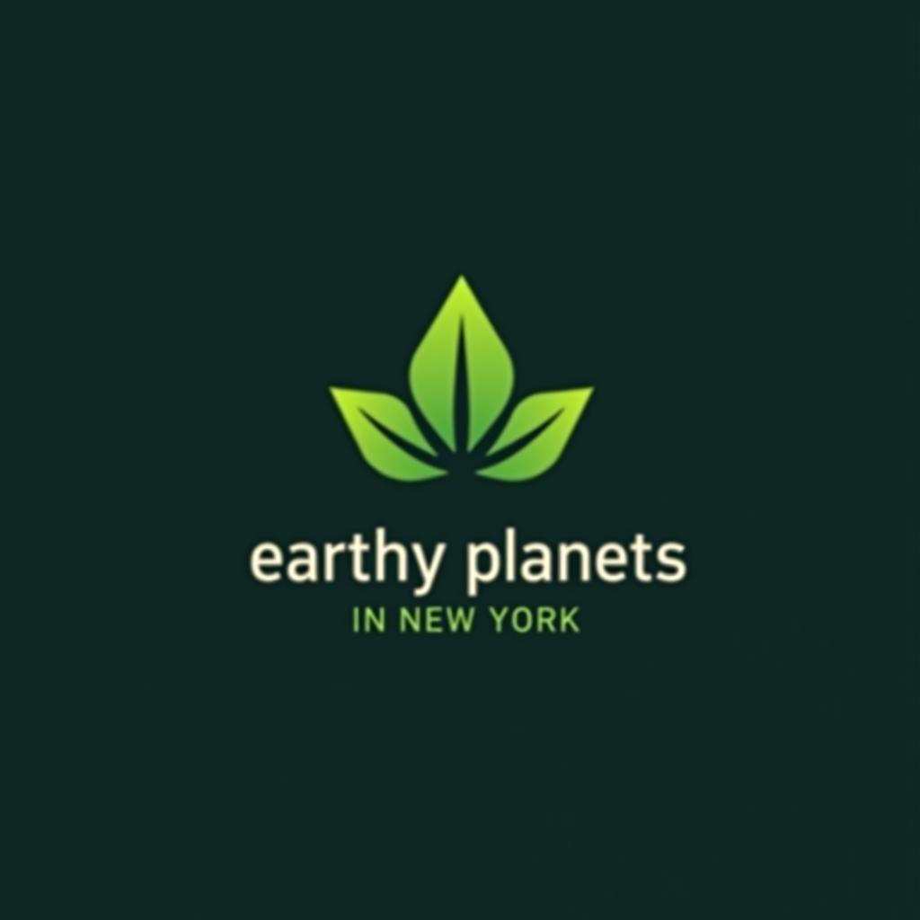  design a logo, minimalist geometric logo of green leaf vector graphic, with the text 'earthy planets in new york'.