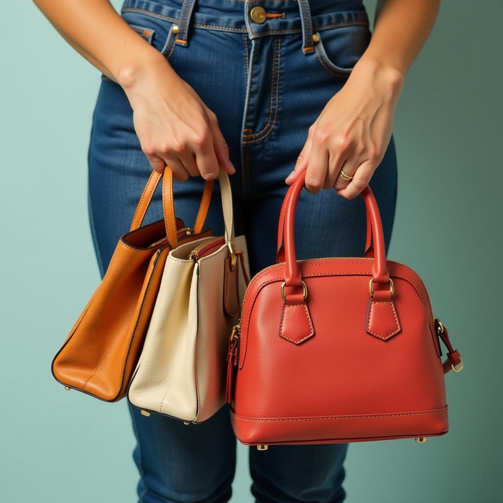  women's hands open their handbags