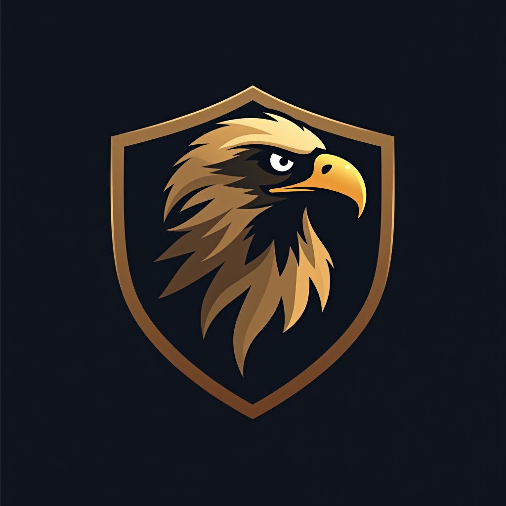  design a logo, create an emblem logo using an eagle’s eye and a shield, emphasizing the company’s focus on vigilance and protection.